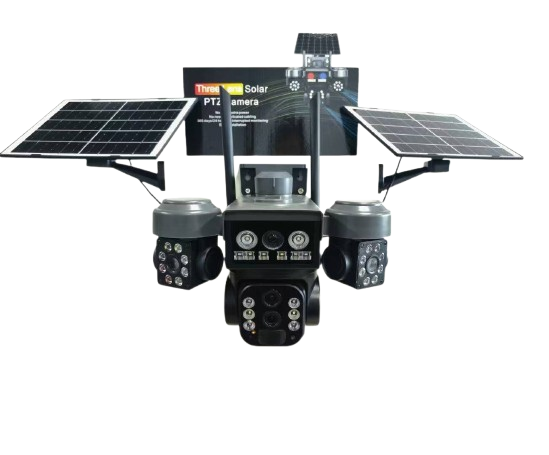 Triple lenses Dual solar 4G PTZ CCTV Camera